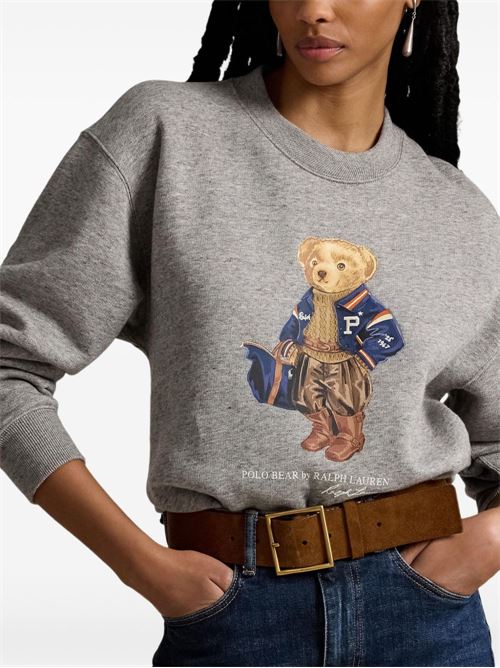 Felpa girocollo Polo Ralph Lauren da donna grigia con Polo Bear POLO RALPH LAUREN | 211B17788001